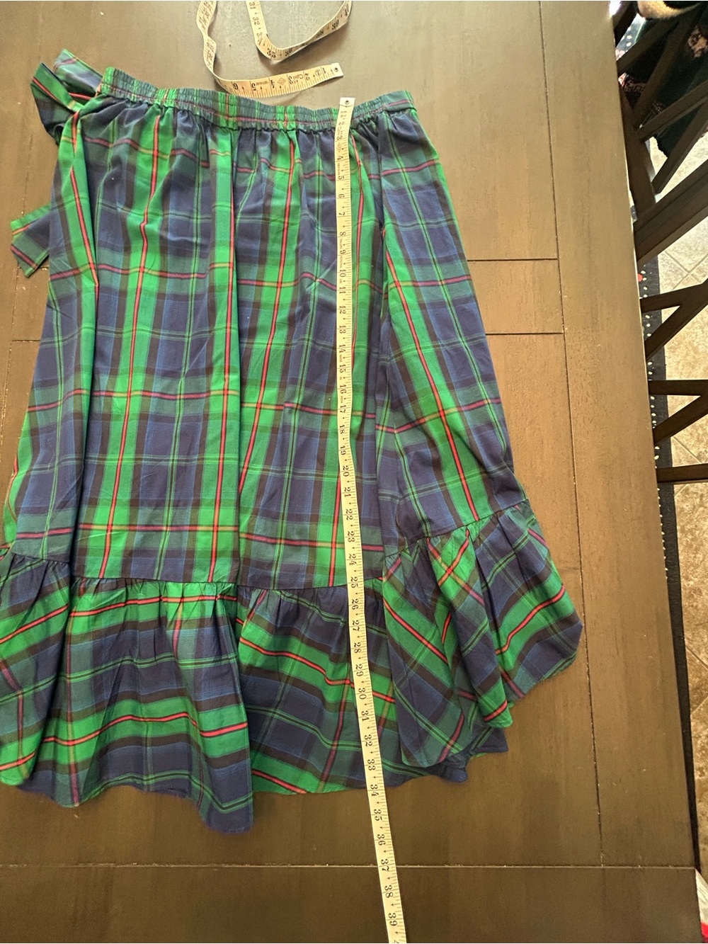 NWT J.Crew Tartan Plaid Wrap Midi Skirt ruffle hi low hem tie waist old money L - Picture 8 of 8